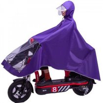 雨衣电动车摩托车骑行成人单人男女士双帽檐大厚雨披双人雨衣(4#鈚单人双帽（无镜套）雨披/紫色 默认)