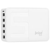 雷摄 LEISE LS-C5(白色）5口USB智能多口充电器/充电头 40W/5V/8A 适用于苹果安卓手机平板【国美自营 品质保证】