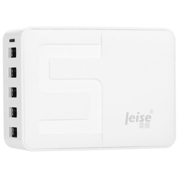 雷摄 LEISE LS-C5(白色）5口USB智能多口充电器/充电头 40W/5V/8A 适用于苹果安卓手机平板【真快乐自营 品质保证】