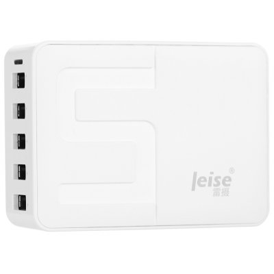 雷摄 LEISE LS-C5(白色）5口USB智能多口充电器/充电头 40W/5V/8A 适用于苹果安卓手机平板【真快乐自营 品质保证】