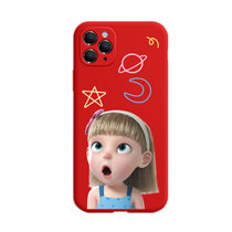 C爆火傲娇版小女孩彩绘液态仿硅胶手机壳适用iPhone 华为vivo/OPPO全系列卡通硅胶手机壳（下单备注型号）(傲娇女孩-典雅红 iphone 11PRO 5.8（摄像头精孔）)