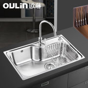 欧琳(OULIN)304不锈钢水槽OLWG7549单槽套餐含OL7501龙头