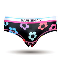 DarkShiny 日本时尚设计 炫彩卡通花卉 女式三角内裤「LBBT19」(黑色 L)