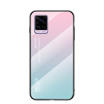 VIVO S7手机壳步步高s7渐变彩绘玻璃壳S7防摔保护套(渐变粉蓝)