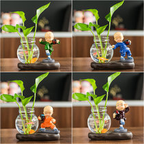 创意花瓶客厅插花小摆件装饰品透明玻璃器皿水养植物绿萝水培花器