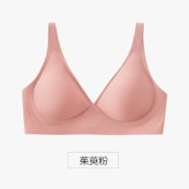 SUNTEK素肌夏季大胸显小无痕内衣女无钢圈薄款小胸聚拢调整型收副乳文胸(豆沙粉【深V款】 M（适合34/75 ABCD）)