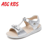 abckids童鞋 2018新款儿童女童凉鞋时尚小童韩版夏季平底公主鞋子P82125583D(26 银色)