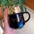 创意情侣陶瓷马克杯高档办公室带盖喝水杯子高颜值大容量早餐杯(C款黑色420ml)