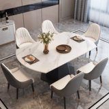 裕骏盛 伸缩岩板餐桌  现代简约轻奢伸缩家用家具 餐桌(白色 椅子*2张)