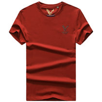 1760夏装新款战地吉普AFSJEEP纯棉弹力圆领短袖T恤衫 男半袖polo(红色 M)