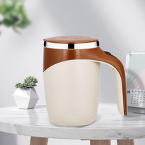 304不锈钢懒人咖啡搅拌杯自动奶茶杯磁力旋转电动牛奶杯马克 杯子(咖啡色杯)