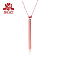 尊爵珠宝 几何-执着 18K金套链/项链/锁骨链 简约彩金 坠约0.3*3.6cm 链长约41cm