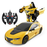 星辉车模rastarRS战警一键遥控变形汽车机器人发光发声车男孩儿童玩具遥控车(黄色)