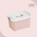 竹咏汇  北欧塑料收纳箱 超大号储物箱 车载杂物整理箱 带盖轮衣服被子收纳盒(A款加勒比松木色白架)
