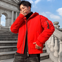 太子龙男士羽绒棉服潮牌2019新款短款工装轻薄帅气潮流学生中长款冬季外套   STZDQCN1988(红色 S)