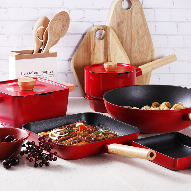 炒锅图片】三禾锅具beautyouth系列锅具5件套71008100清绛红图片大全