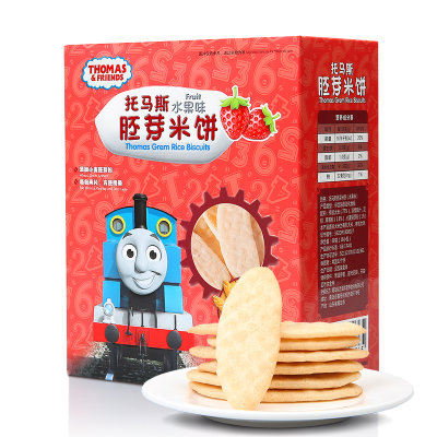 小火车 托马斯&朋友 儿童零食宝宝磨牙棒饼干不添加糖和盐 小麦胚芽米饼60g12袋(水果味)