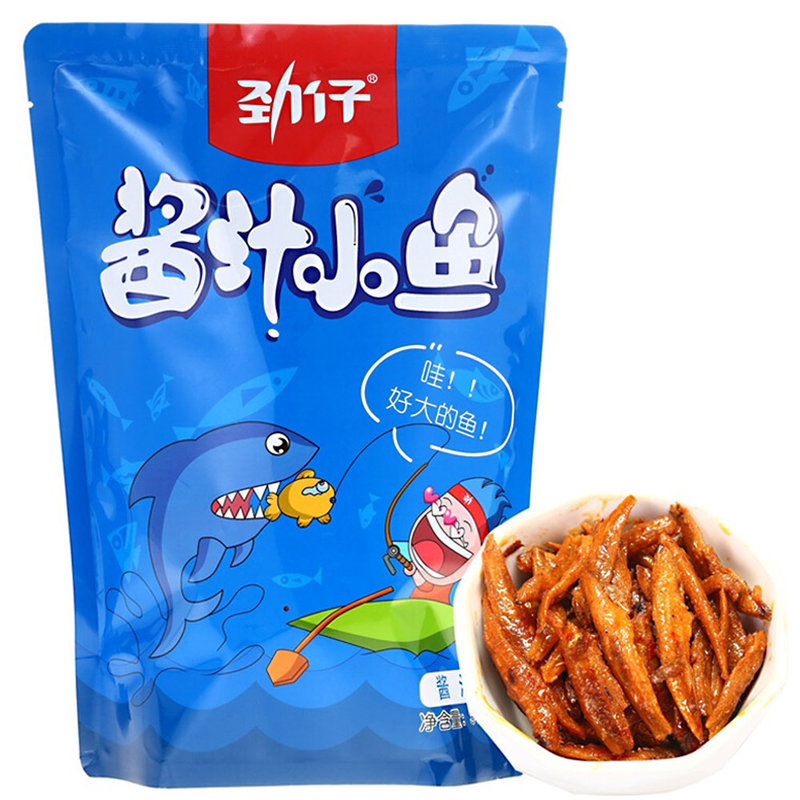 国美自营劲仔休闲零食小鱼趣味版酱汁味315克