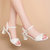 白色凉鞋女仙女风粗跟夏天配裙子高跟鞋2022年新款夏季鱼嘴罗马鞋(34 米色/5434（跟高7.2cm）)