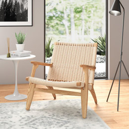 北欧设计师藤编沙发椅客厅实木椅子靠背简约懒人单人阳台沙发特惠(白蜡木 胡桃色)