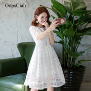 OopsCiah 春夏女装时尚素雅百搭连衣裙 90801(白色 XL)