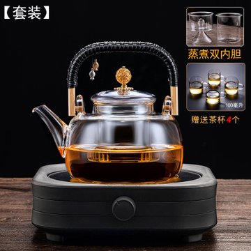 煮茶壶玻璃蒸茶器提梁壶套装茶具加厚泡茶养生烧水壶家用电陶炉