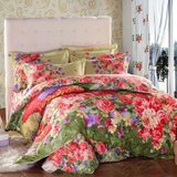 美罗家纺 全棉活性田园艺术印花床上用品四件套床单被套 春暖花开(200x230)