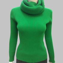 亲衣倾诚 2017秋冬新款堆堆领长袖绿色打底针织衫 韩版保暖毛衣女 C6102(绿色 XL)