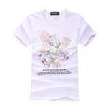 韩版潮男式休闲时尚 个性短袖T恤 T130003(白色 M)
