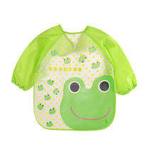 婴幼儿童长袖免洗防水罩衣婴儿食饭兜 EVA卡通反穿衣6-36个月(青色青蛙)