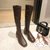 SUNTEK2021年冬季新款方头长筒靴瘦瘦马丁靴加绒骑士靴中跟女靴子女鞋子(39 棕色 绒内里)