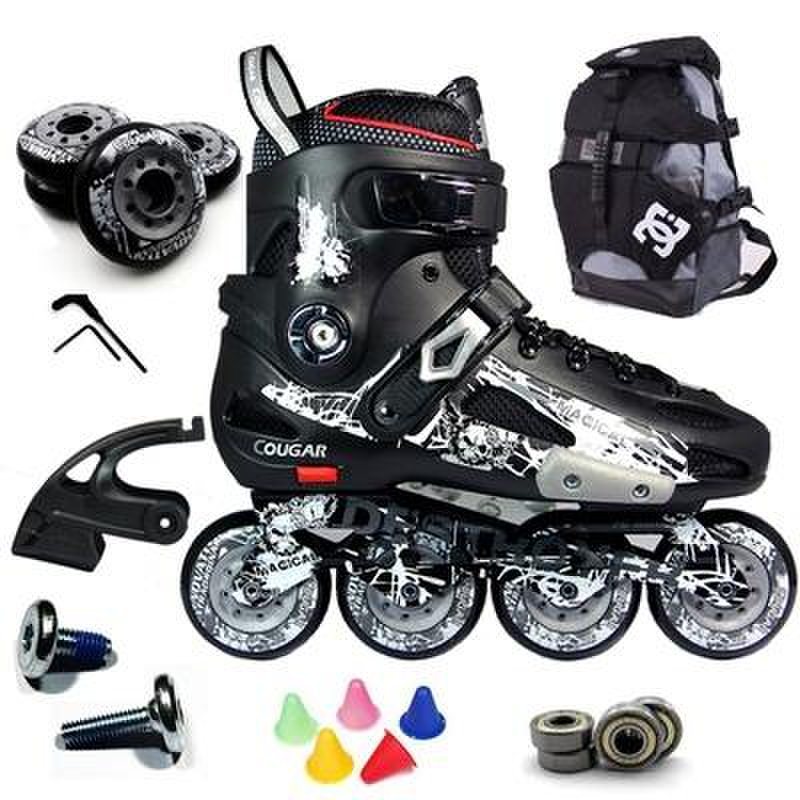 美洲狮平花鞋 成人轮滑鞋 初学旱冰鞋 成年 刷街直排溜冰鞋 男女(黑色