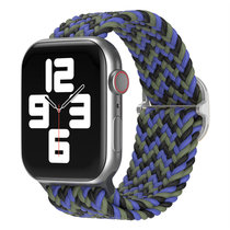 适用于苹果手表7代尼龙编织表带日字扣双圈运动时尚38/40/41通用42/44/45表带(蓝色&绿色 42/44/45MM通用)
