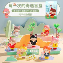 上古神兽盲盒公仔潮玩手办古代神话麒麟青丘国潮桌面摆件工艺礼品(每一次的奇遇盲盒 随机1个)