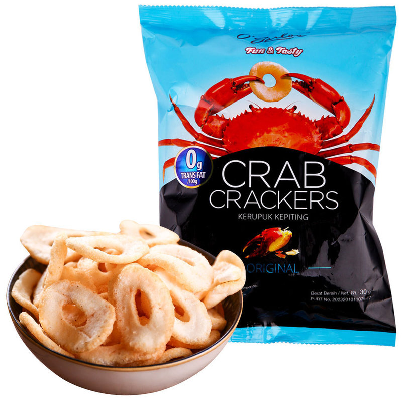 国美自营印尼进口奥嘉莱ogarlos蟹片原味30g休闲零食