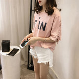 Mistletoe2017夏季新款韩版短袖T恤女士宽松大码半袖上衣女装(粉红色 M)