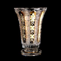 捷克波希米亚水晶玻璃花瓶35CM描金太阳花珐琅花花瓶欧式摆色花瓶(默认)