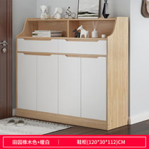 竹咏汇 鞋柜家用门口大容量鞋架 简约现代门厅经济型进门玄关柜阳台储物柜(橡木色置物层120长30宽112长)