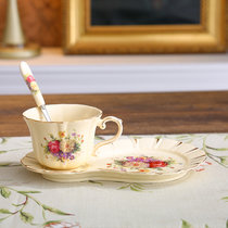 欧式陶瓷咖啡杯碟套装英式下午花茶家用咖啡杯具高档奢华结婚礼品(芙蓉图案 默认版本)