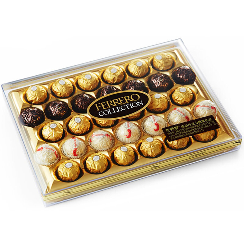 费列罗(ferrero)金球三色球榛果威化巧克力零食24粒休闲零食糖果礼盒