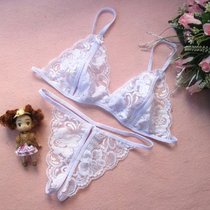 SUNTEK女士内裤性惑蕾丝可插入大码丁字勒血滴子漏调诱惑情免穿脱新款毛(均码[保密发货] 白色文胸+开档内裤)