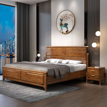 恒兴达 黄金梨木床全实木双人床1.8米卧室储物1.5米现代中式婚床(1.8*2米框架款 床+床垫+床头柜*1)