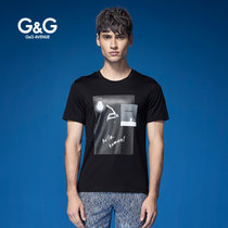G&G2017夏季新品欧美风字母印花男士短袖T恤青年修身男装T恤上衣(黑色 XXXL)