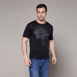 格斯帝尼（GESSDIMER）夏装新款 休闲男士圆领短袖T恤13506 黑色(L)