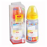 NUK婴儿宝宝宽口径耐高温玻璃彩色奶瓶240ML 带1号乳胶奶嘴