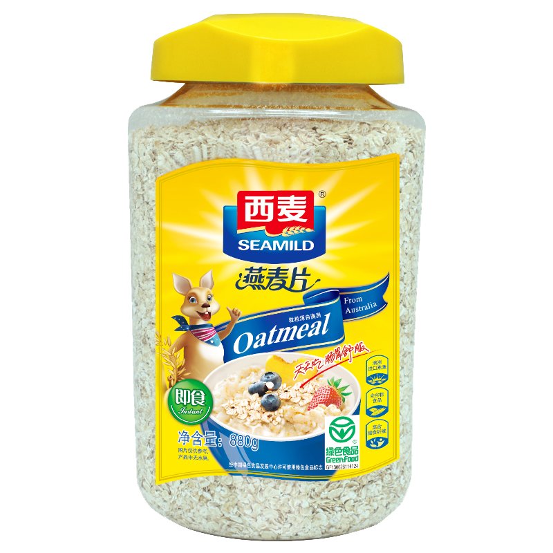 西麦燕麦片谷物代餐麦片880g桶装无添加蔗糖营养早餐食品牛奶好搭档