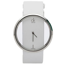 卡文克莱 CK女士手表 GLAM系列白盘白色皮带镂空时尚石英手表K9423101(白色)