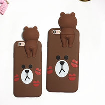 亿和源iphone韩国苹果6s手机壳卡通plus保护套硅胶立体趴趴熊保护壳(口红熊--6/6splus)