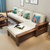 一米色彩 中式实木沙发组合 橡胶木沙发带L型转角现代简约客厅家具贵妃(胡桃色 四人位+贵妃+茶几)