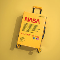 NANS宇航员行李箱男24寸20学生旅行拉杆箱万向轮定制女潮箱子(NASA英文/橙黄 26寸)